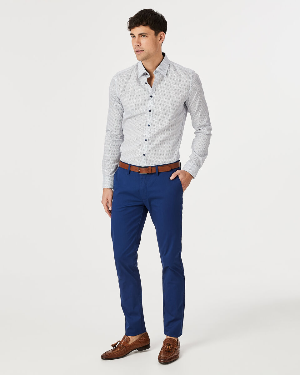 Slim Stretch Cotton Chino, Dark Cobalt, hi-res